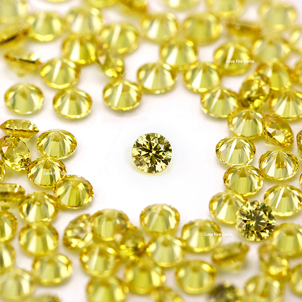 1000pcs/pack small sizes round brilliant cut golden yellow color cubic zirconia stone