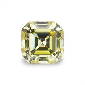 5a high carbon cz zircon stones octagon asscher cut yellow color cubic zirconia