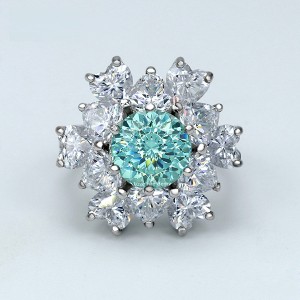 Fine jewelry  luxury 925 silver paraiba cz  gemstone women cocktail rings