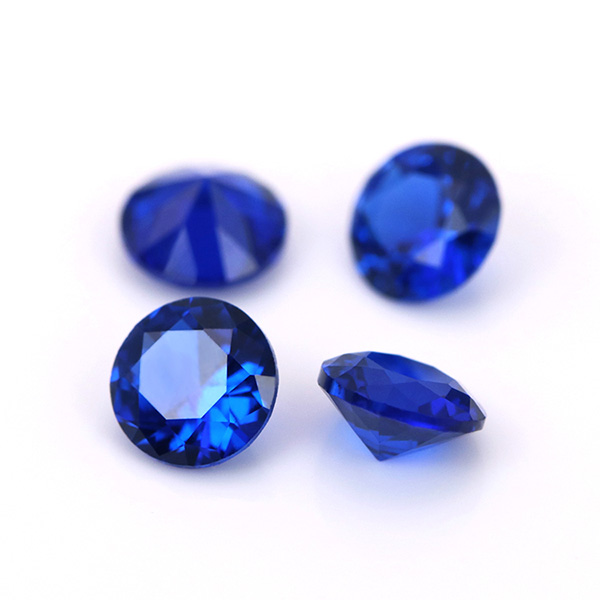 113# lab created gemstone sapphire blue color round brilliant cut synthetic blue spinel