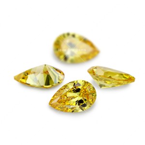 Wuzhou cz stone pear colorful loose 5a golden yellow cubic zirconia