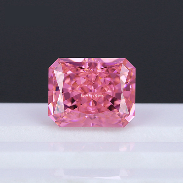 4K dark pink color cz stone crushed ice cut octagon cubic zirconia