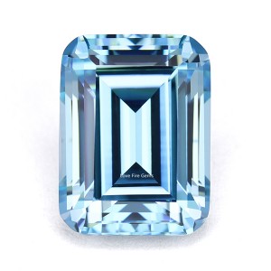 Aaaaa grade emerald cut cz stone aquamarine color octagon step cut cubic zirconia
