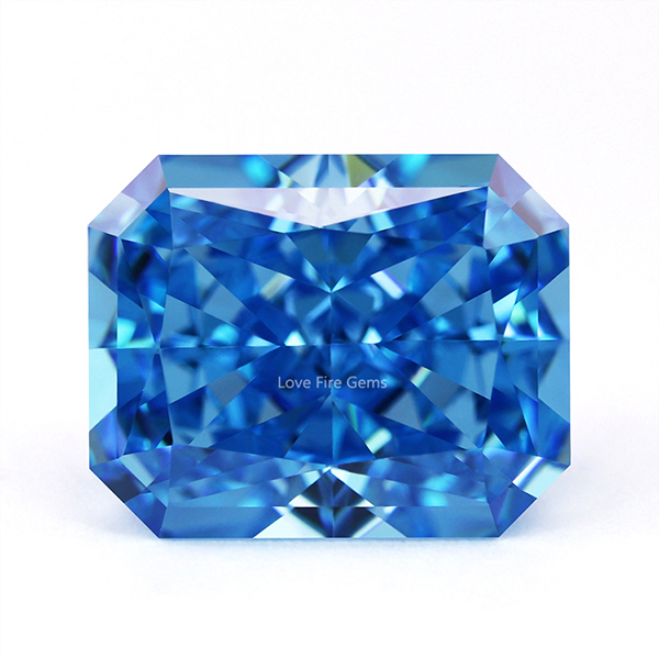 4K crushed ice cut radiant cut aqua blue cubic zirconia