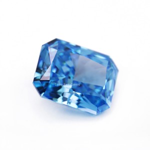 4K crushed ice cut radiant cut aqua blue cubic zirconia