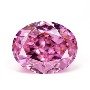 4k crushed ice cut oval shape dark pink color cubic zirconia