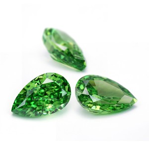 4K grass green color crushed ice cut pear cut artificial cubic zirconia stone