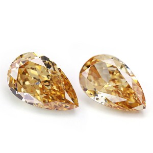 4K light champagne color crushed ice cut pear cut artificial cubic zirconia stone