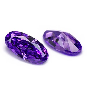 4K crushed ice cut oval shape purple orchid cubic zirconia for jewelry making