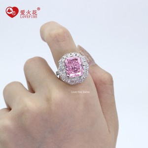 Fine jewelry 6ct crush ice cut light pink cubic zirconia engagement 925 sterling silver ring