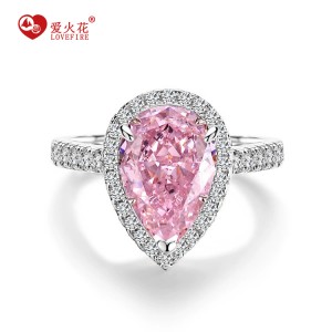 Fashion Jewelry CZ Gemstone Pink Color Series Women 925 Sterling Silver Rings
