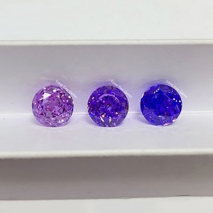 4K purple series 8a high quality cz round crushed ice cut cubic zirconia