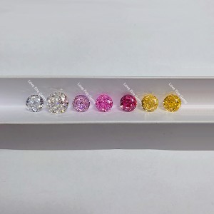 4K 7a high quality cz round yellow pink crushed ice cut cubic zirconia