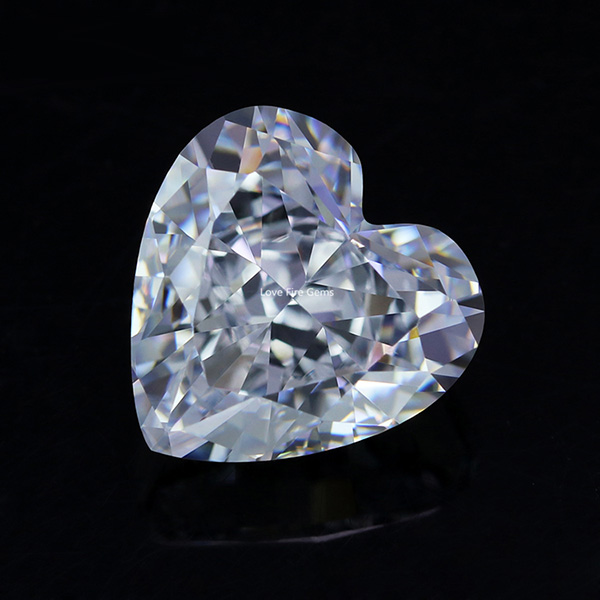 synthetic zircon 4k crushed ice cut white heart shape 8a loose cubic zirconia