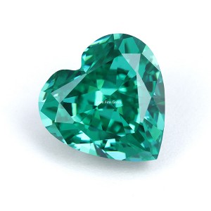 paraiba green 4k crushed ice cut loose heart shape cz 5a+ synthetic cubic zirconia