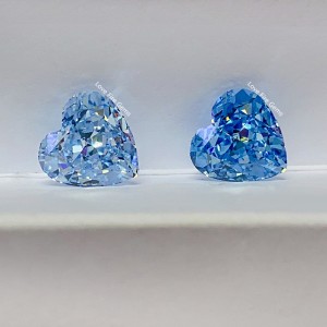 newest 4k crushed ice cut heart shape light sea blue loose cz stones cubic zirconia