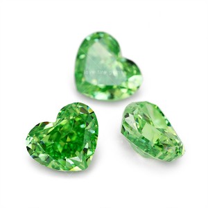 zircon loose ice crushed grass green fat heart cut 8a cz stones