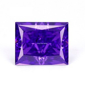 4K series purple orchid color rectangle ice flower cut cz stones