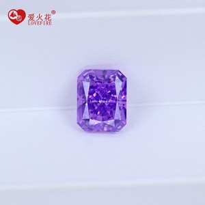 Ice crushed cut 4K radiant cut 4*6mm-12*16mm purple series color cz cubic zirconia
