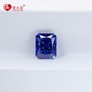 full size 4K crushed ice cut royal blue 5a octagon cz radiant cut cubic zirconia stone