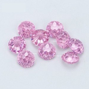 Special fireworks round chrysanthemum cut rose pink color loose cubic zirconia stones