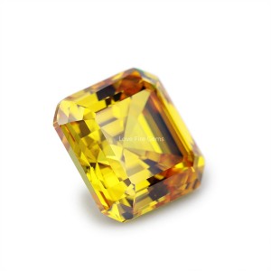 5a cz stones octagon asscher cut golden yellow color cubic zirconia