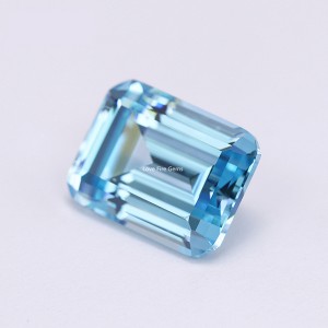 Aaaaa grade emerald cut cz stone aquamarine color octagon step cut cubic zirconia