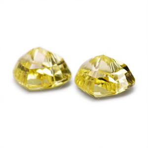 Canary yellow fat heart shape crushed ice cut loose cubic zirconia