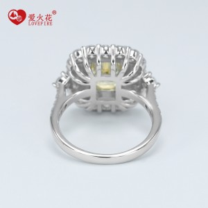 Women jewelry s925 sterling silver yellow gemstone ring