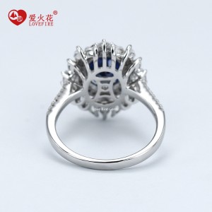 Fine jewelry sapphire blue cz stone custom women engagement 925 silver ring