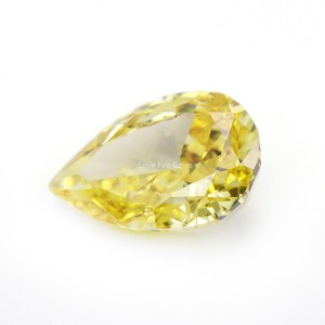 Pear cut ice crushed cz gemstone 5a+grade yellow synthetic zircon