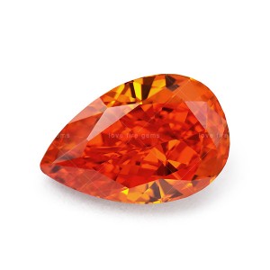 4K ice crushed cut vivid orange cz stone pear shape cubic zirconia loose gemstone