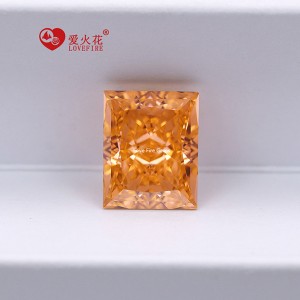 4K orange change rose color rectangle cz stones ice flower cut cubic zirconia