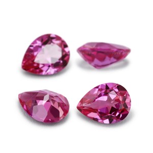 wholesale AAA grade 3# rose ruby pear cut lab created ruby synthetic corundum