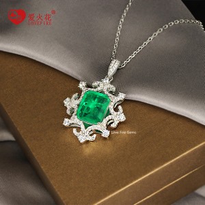 Fashion pendants charms 925 silver gold plated synthetic emerald pendant necklace