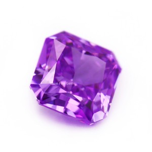 5A+ grade cz stone crushed ice cut purple series square cut corner cubic zirconia