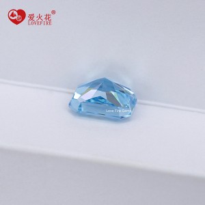 artificial gemstones blue colorful 5a+ grade 4k crushed ice octagon cut cz stones
