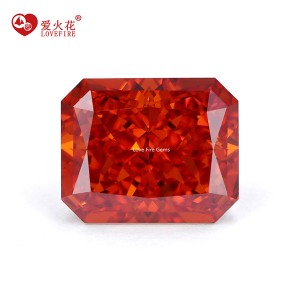 D-padparadscha color 4k octagon shape ice crushed cut cubic zirconia