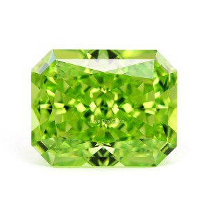 4k crushed ice cut octangle cz diamonds apple green color cubic zirconia