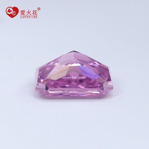 4K ice flower cut artificial cz diamonds radiant cut purplish pink color cubic zirconia