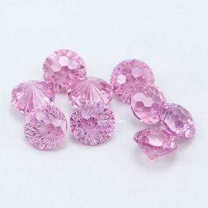 Special fireworks round chrysanthemum cut rose pink color loose cubic zirconia stones