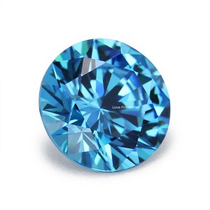 5a grade cz round star brilliant cut aquamarine blue cubic zirconia stones