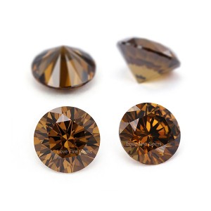 5a 8HS & 8AS cut coffee colored round shape loose cubic zirconia gems