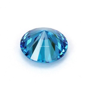 Wuzhou 5a synthetic cz stones round 10 hearts 10 arrows cut aqua blue loose cubic zirconia