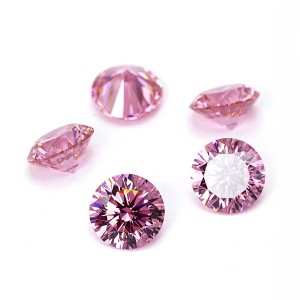 10 hearts 10 arrows cut synthetic cz light pink color round shape 5a cubic zirconia