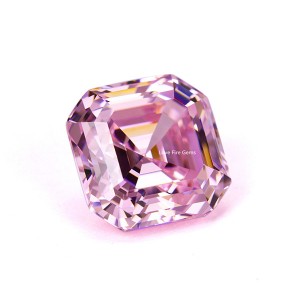 Light pink color cz zircon stones 5a high carbon octagon asscher cut cubic zirconia