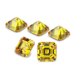 5a cz stones octagon asscher cut golden yellow color cubic zirconia
