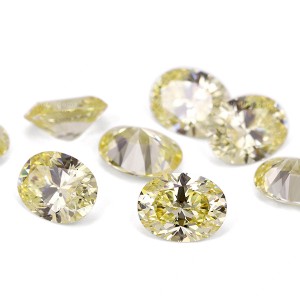 Hand polish 5A grade oval cut canary yellow colored cz stone cubic zirconia