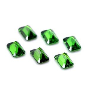 Artificial zircon stone octagon shape emerald cut green cubic zirconia