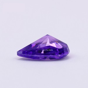 Wuzhou factory price cz stone crushed ice cut purple orchid color pear cut cubic zirconia